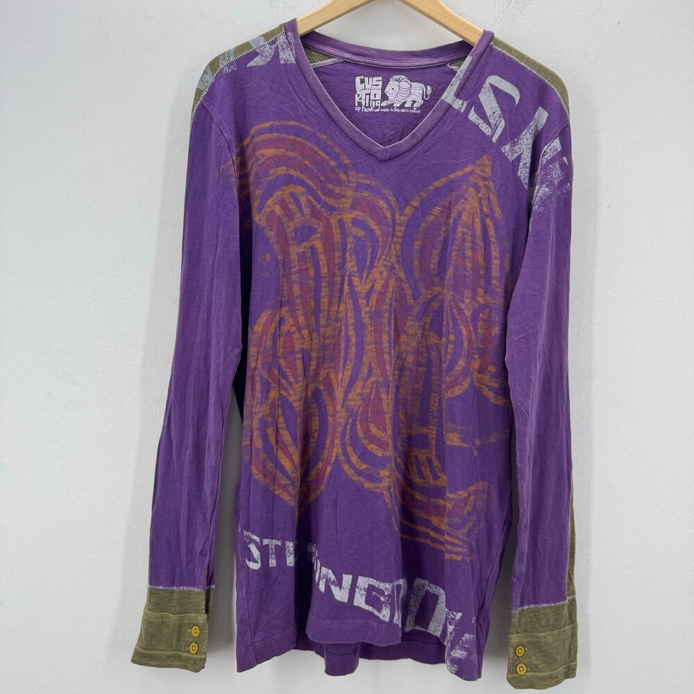 VTG Custo Barcelona Long Sleeve Top T-shirt The Kingdom Y2K 90s Men sz 1 Grunge